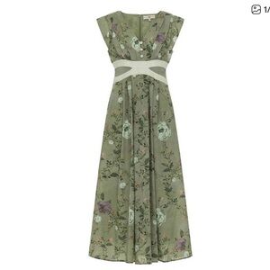 Anna Cate Adele Cutout Green Floral Maxi